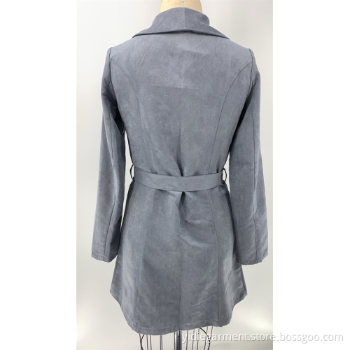 Long Suede Dark Grey Coat